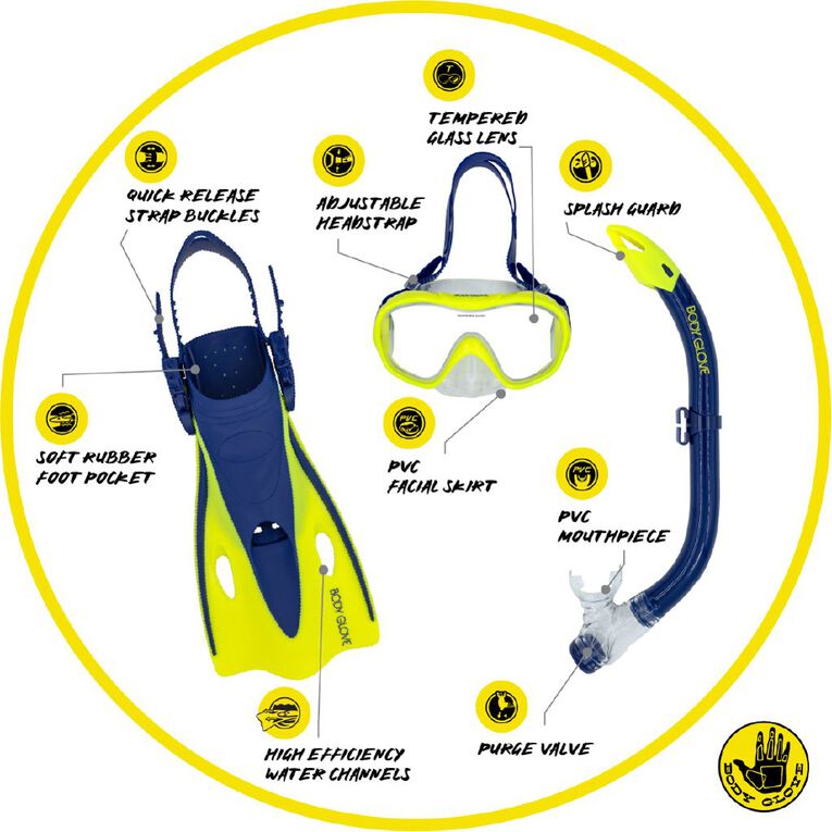 Body Glove Youths Sorrento Snorkelling Set L-XL, , hi-res