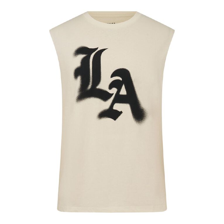 Garage Men's Muscle Singlet, Cream, hi-res