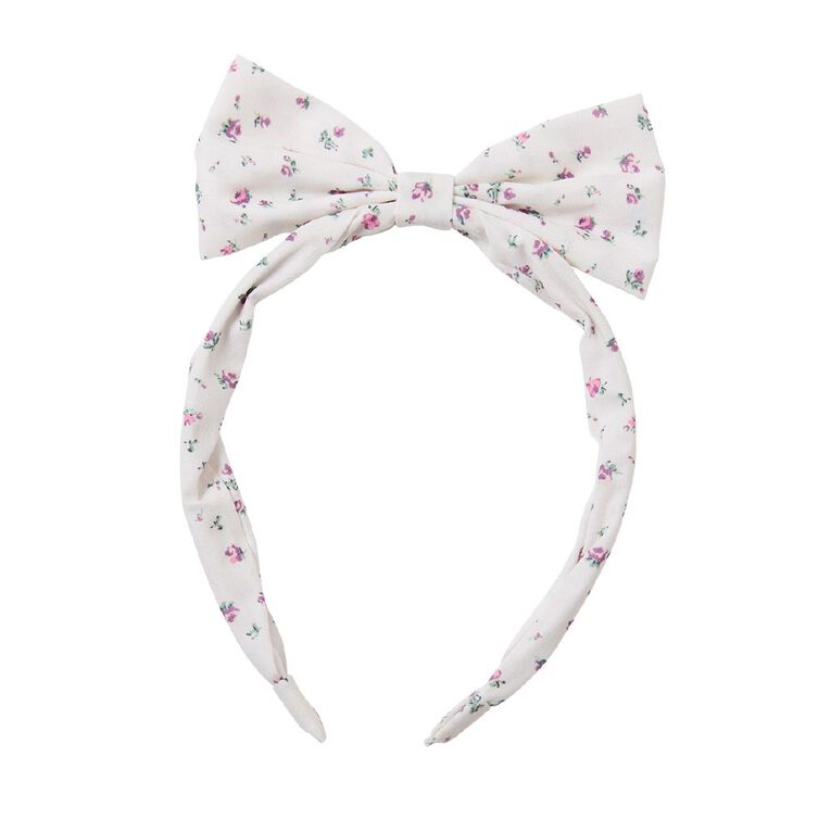 Poppi Bow Headband Pink Flowers, , hi-res