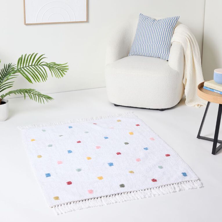Living & Co Kids Tufted Rug Spotty 100 x 120cm Multi-Coloured 100 x 120c, , hi-res