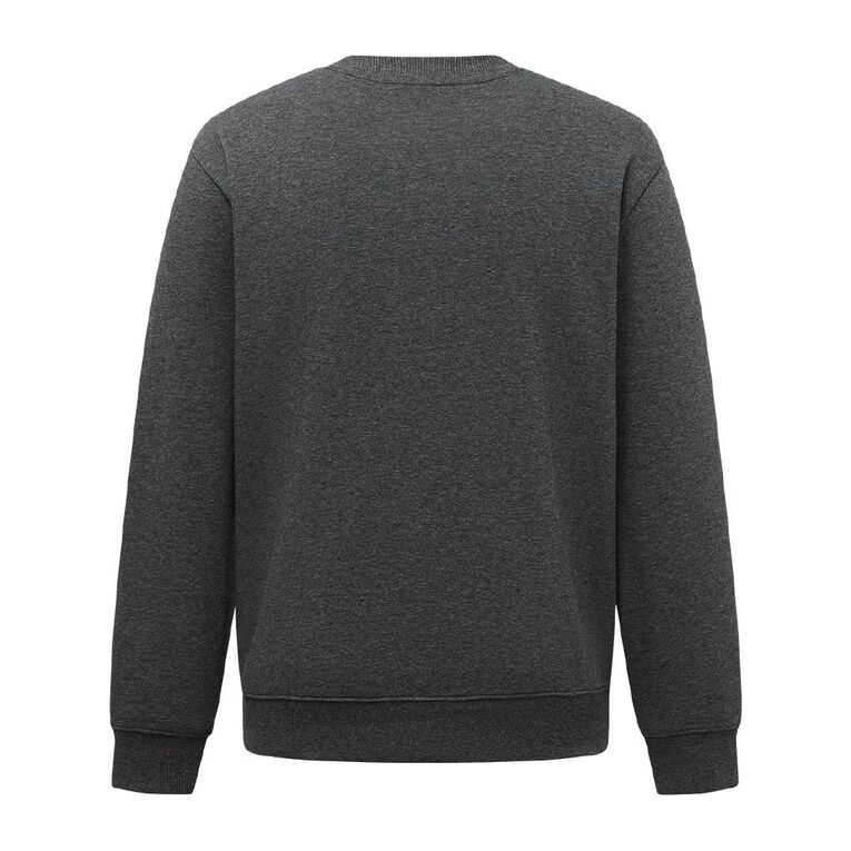 H&H Men's Plain Crew Sweatshirt, Charcoal/Marle, hi-res