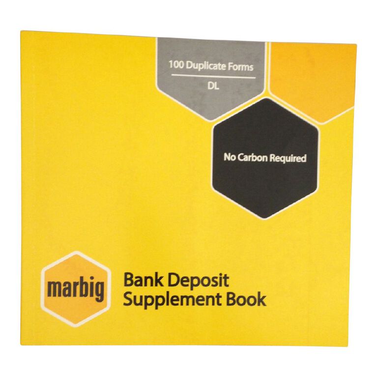 Marbig Bank Deposit Book Duplicate 100 Leaf Yellow Mid, , hi-res
