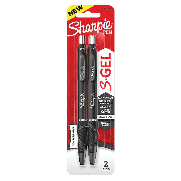 Sharpie Retractable 0.7mm Gel Pen Black 2 Pack, , hi-res