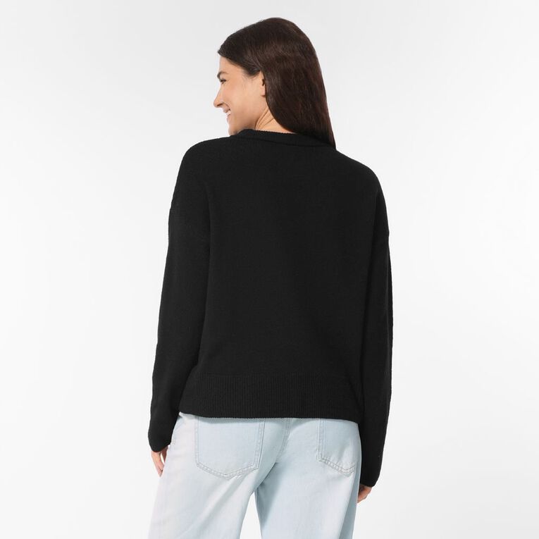 H&H Women's Intarsia Knit Jumper, Black, hi-res