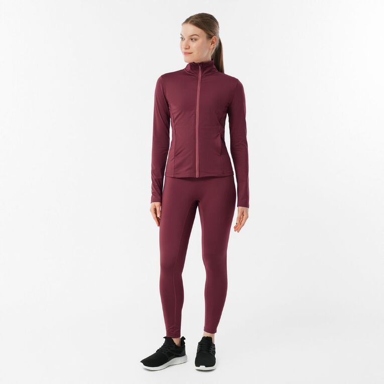 Active Intent Women's Thermal Zip Sweat, Red Dark, hi-res