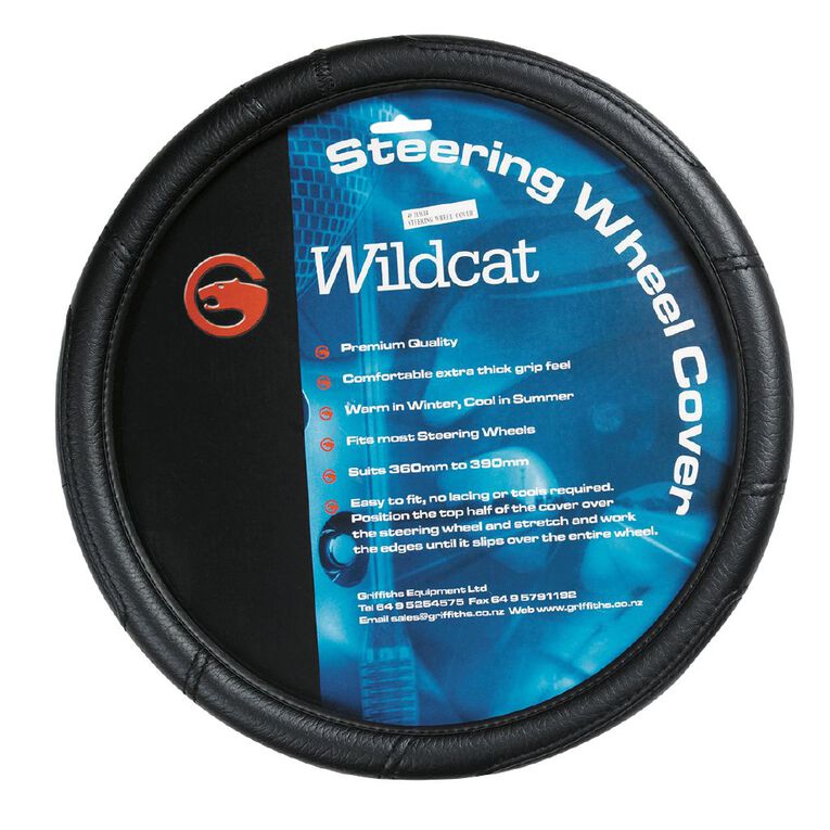 Wildcat Leather Look Steering Wheel Cover, , hi-res