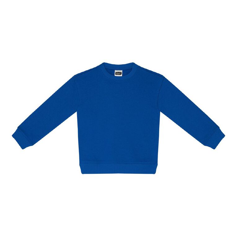 Young Original Kids' Plain Crew Sweat, Blue Mid TURKISH, hi-res
