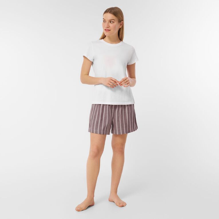 H&H Women's Boyfriend Flanelette Sleep Shorts, Red Mid, hi-res