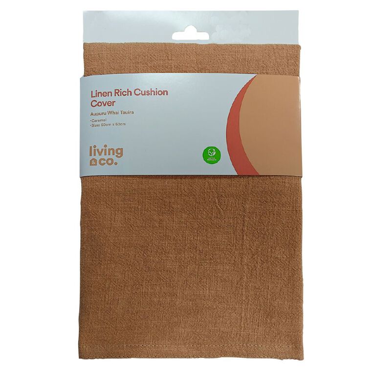 Living & Co Linen Rich Cushion Cover Beige 50cm x 50cm, Beige, hi-res