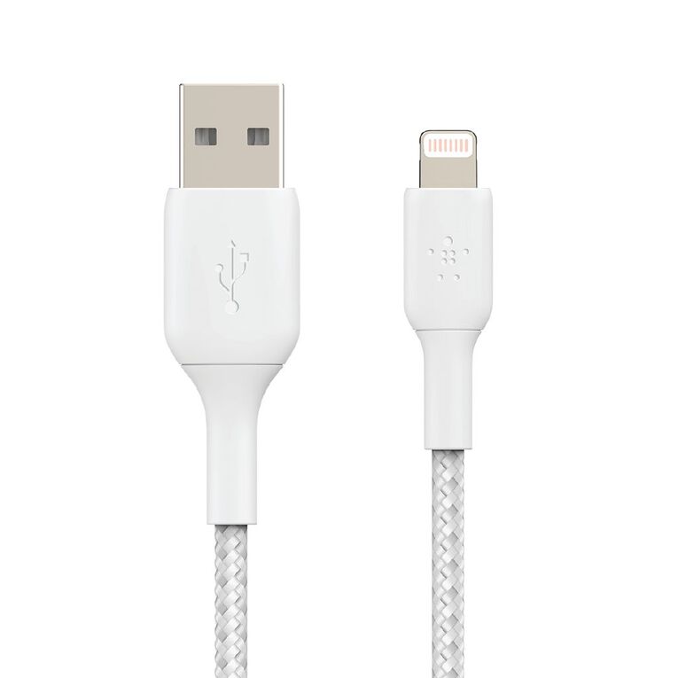 Belkin BoostCharge Lightning to USB-A Braided Cable 2M White, , hi-res