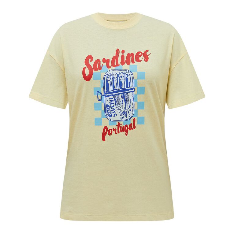 H&H Women's Short Sleeve Boyfriend Graphic Tee, Yellow Light, hi-res