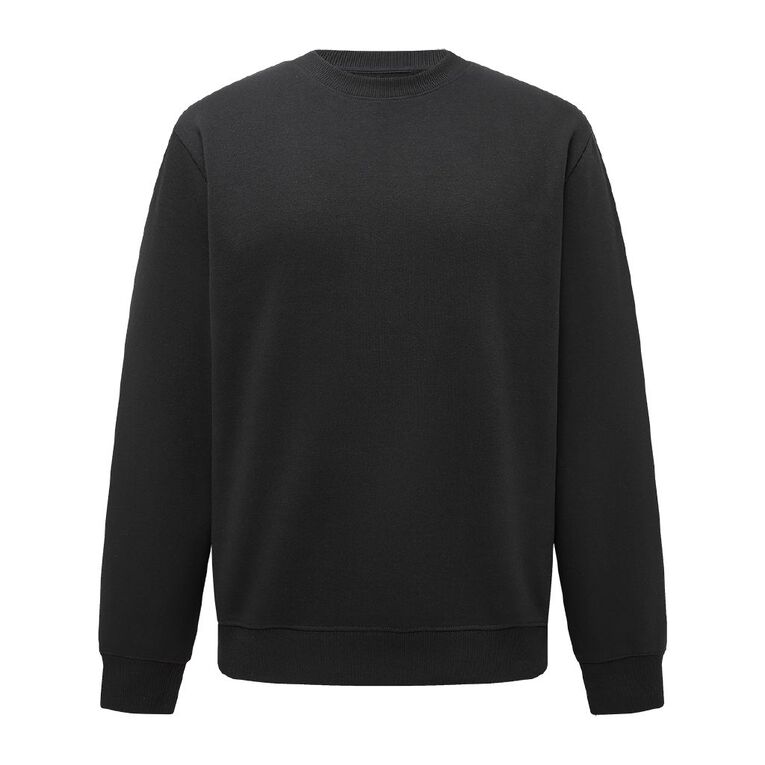 H&H Men's Plain Crew Sweatshirt, Black, hi-res