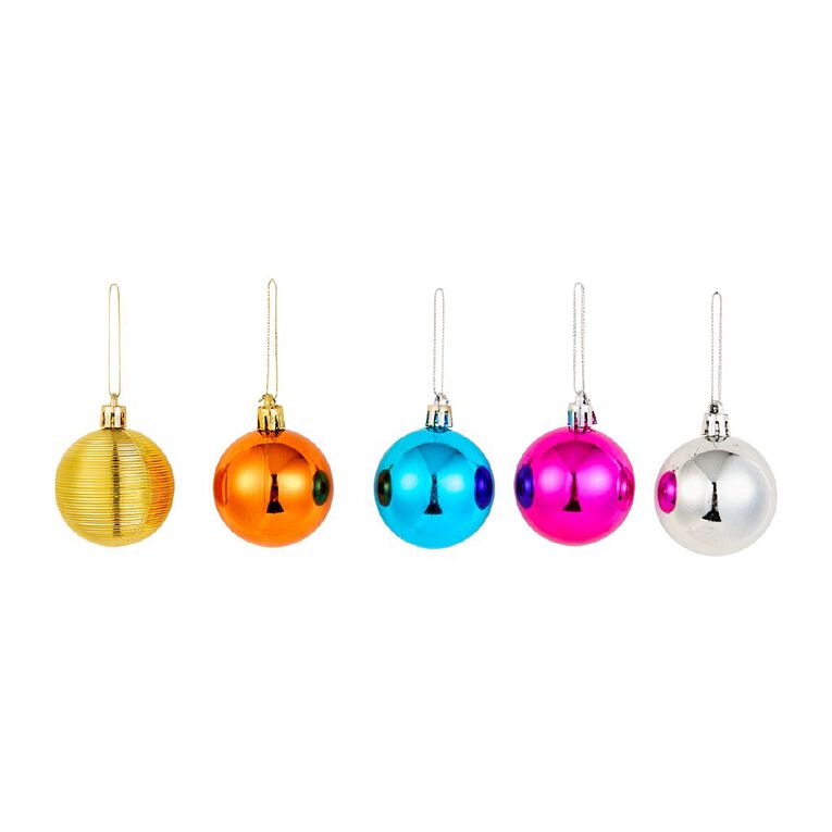 Wonderland Christmas Baubles 5cm Rainbow Brights 16 Pack, , hi-res