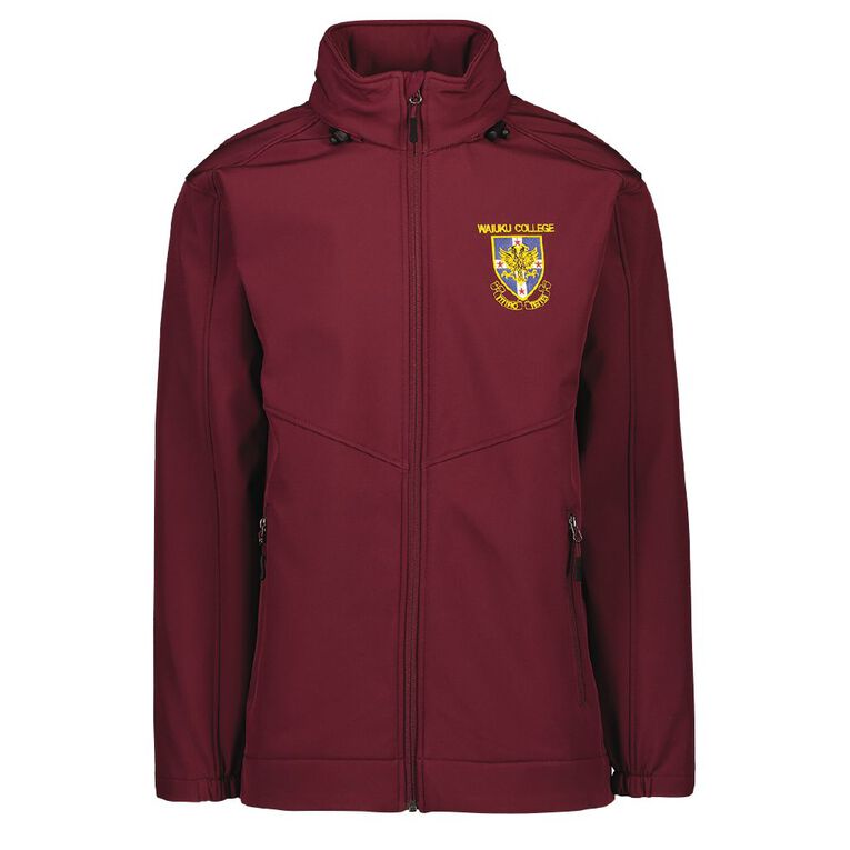 Schooltex Waiuku College SoftShell Jacket with Embroidery, Burgundy, hi-res