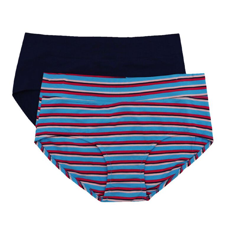 Underworks Women's Smooth Line Midi Briefs 2 Pack, Blue, hi-res