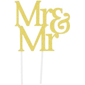 Artwrap Cake Topper Mr & Mr Gold Glitter