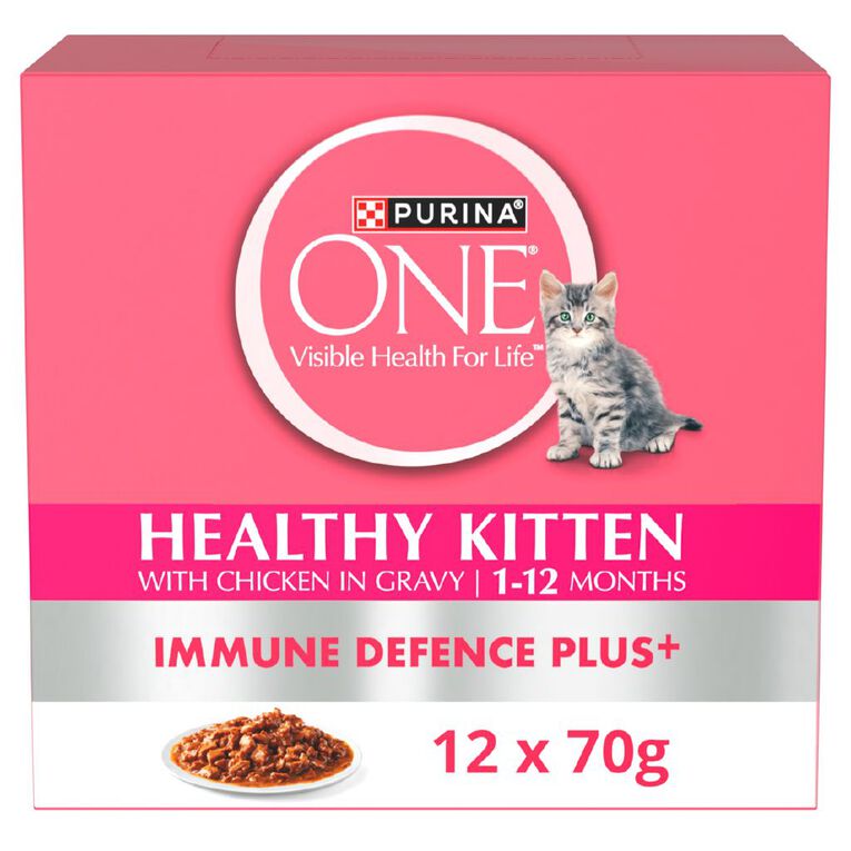 Purina Healthy Kitten with Chicken in Gravy Wet Cat Food 12 x 70g, , hi-res