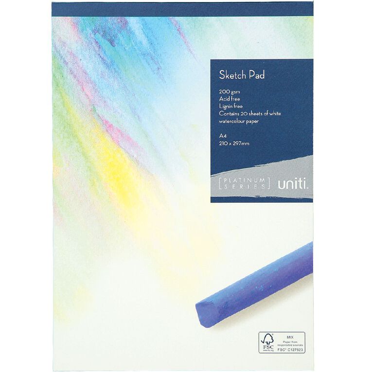 Uniti Platinum Sketch Pad 200gsm A4 20 Sheets, , hi-res