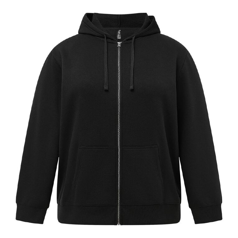 H&H Curve Women's Long Sleeve Zip Thru Hoodie, Black, hi-res