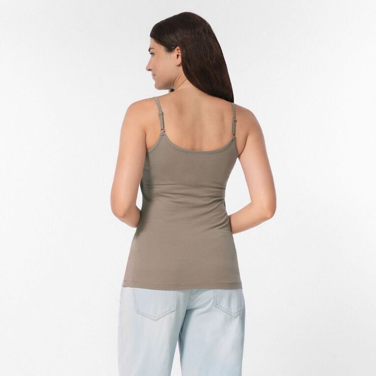 H&H Women's Stretch Fit Shelf Bra Singlet, Brown Light, hi-res