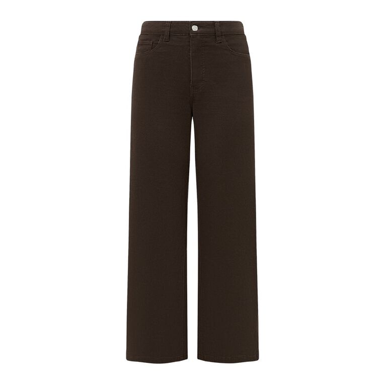 H&H Women's High Rise Wide Leg Jean, Brown Dark, hi-res