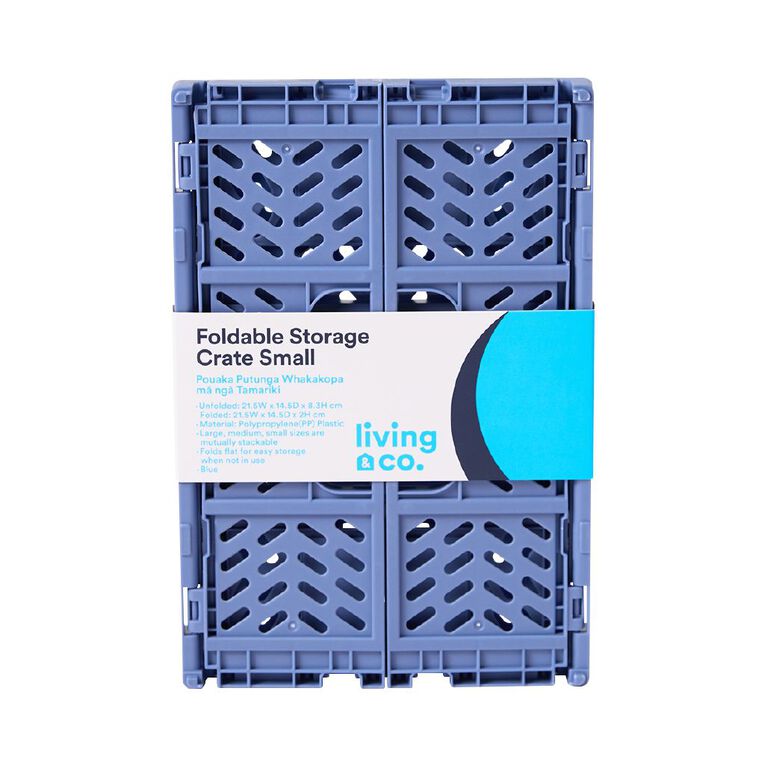 Living & Co Small Foldable Storage Crate Blue, , hi-res