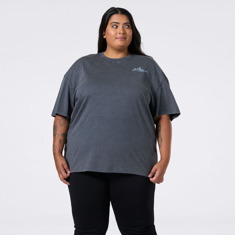 H&H Curve Women's Short Sleeve Oversized Graphic Tee, Grey Dark, hi-res