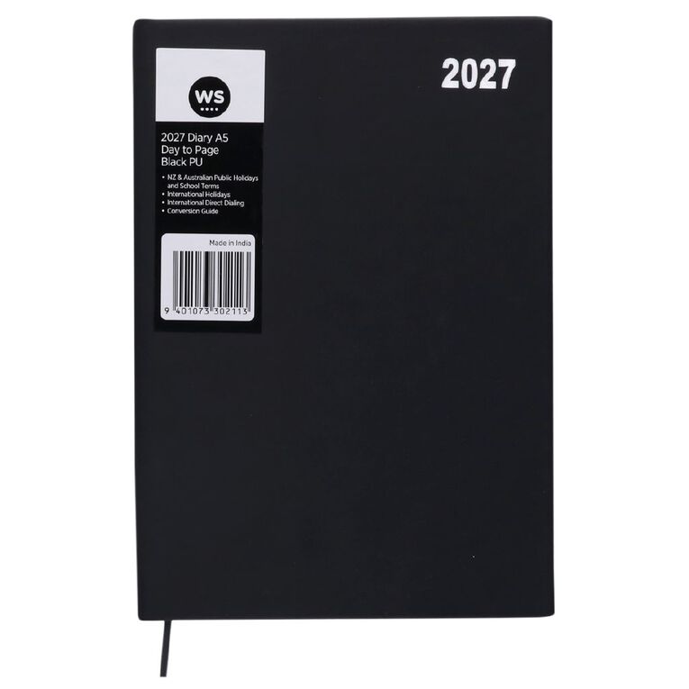 WS 2027 Diary A5 Day to Page Black, , hi-res