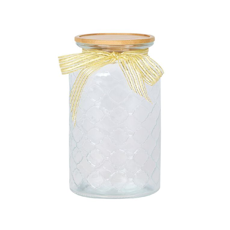 Living & Co Glass Jar With Bow 1.3L Gold, , hi-res
