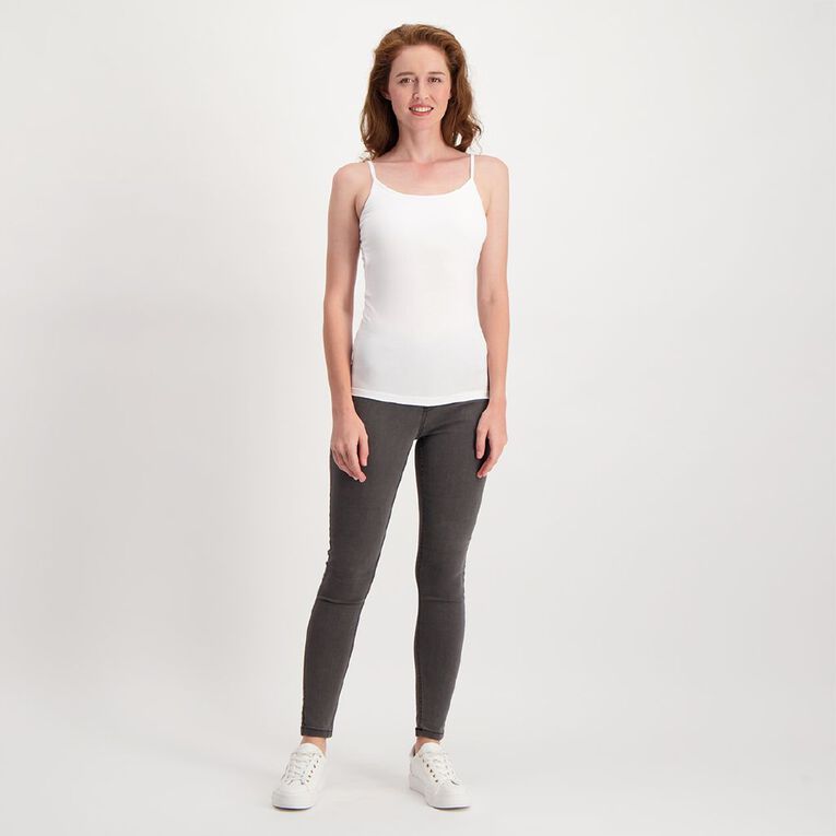 H&H Women's Shelf Bra Singlet White The Warehouse