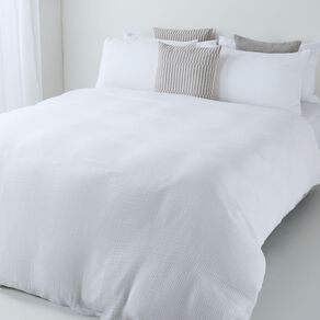 Living & Co Duvet Cover Set Cotton Muslin White Queen