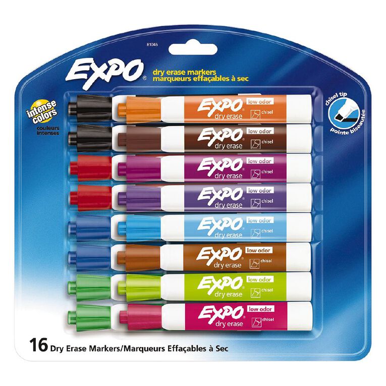 Expo Dry Erase Whiteboard Marker Chisel Tip Fashion Assorted 16 Pack, , hi-res