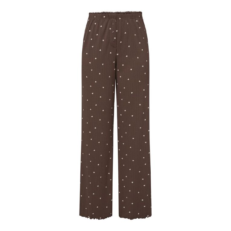 H&H Women's Pointelle Pyjama Pants, Brown Mid, hi-res