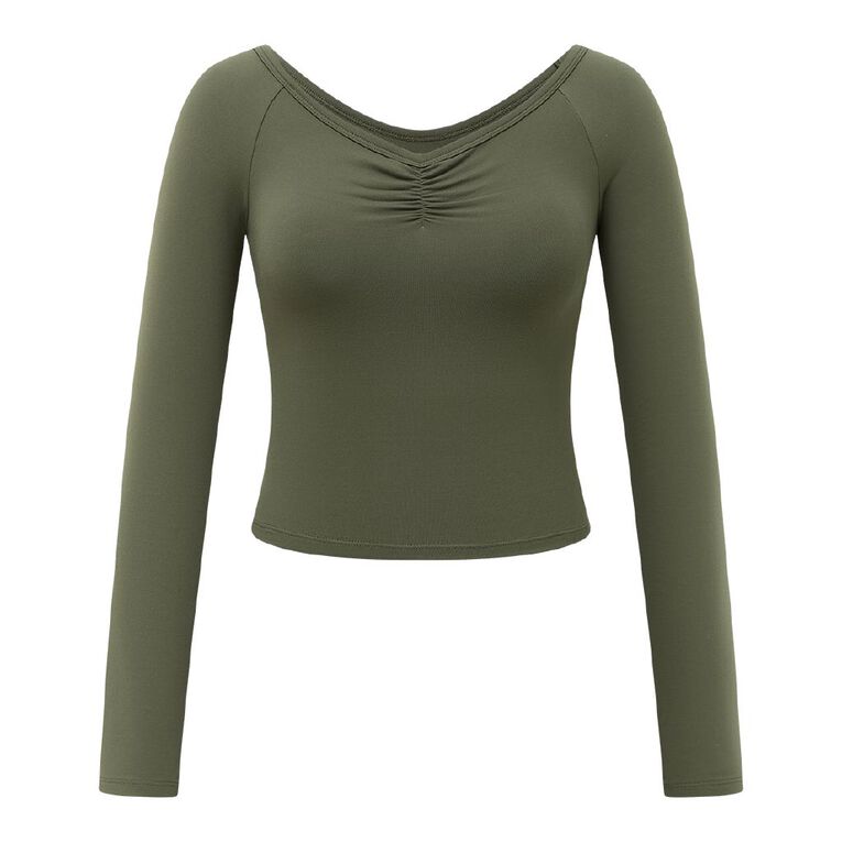 H&H Women's Contour Sweetheart Off Shoulder Top, Green Dark, hi-res
