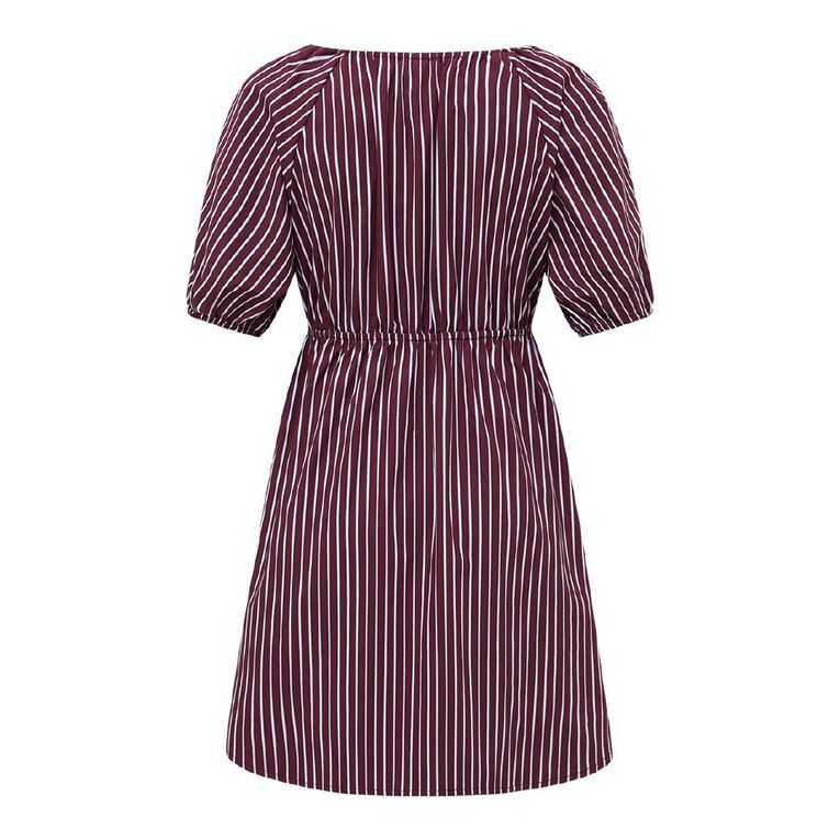 H&H Women's Short Sleeve Puff Sleeve Mini Dress, Red Dark, hi-res
