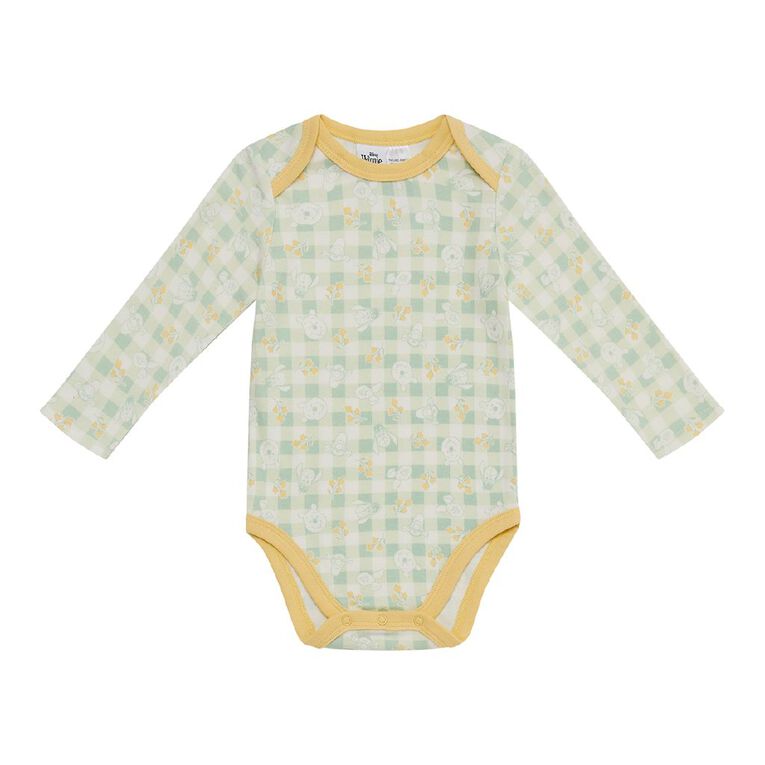 Winnie the Pooh Babies' Long Sleeve Printed Bodysuit 3 Pack, Cream, hi-res