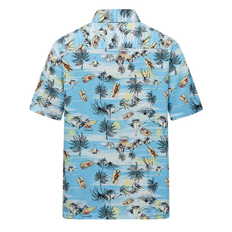 H&H Men's Short Sleeve Festive Shirt, Blue, hi-res