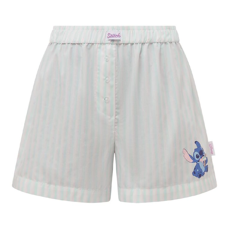 Stitch Women's Woven Boxer Shorts, Blue Light, hi-res