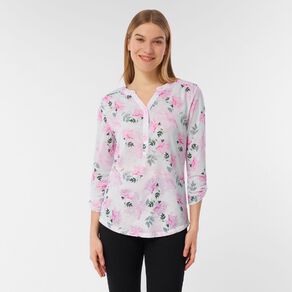 H&H Women's 3/4 Sleeve Henley Top