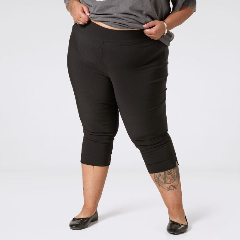 H&H Curve Women's Bengaline Crop Pants, Black, hi-res