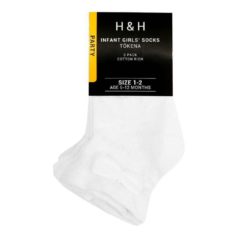 H&H Infant Girls' Party Socks, White, hi-res