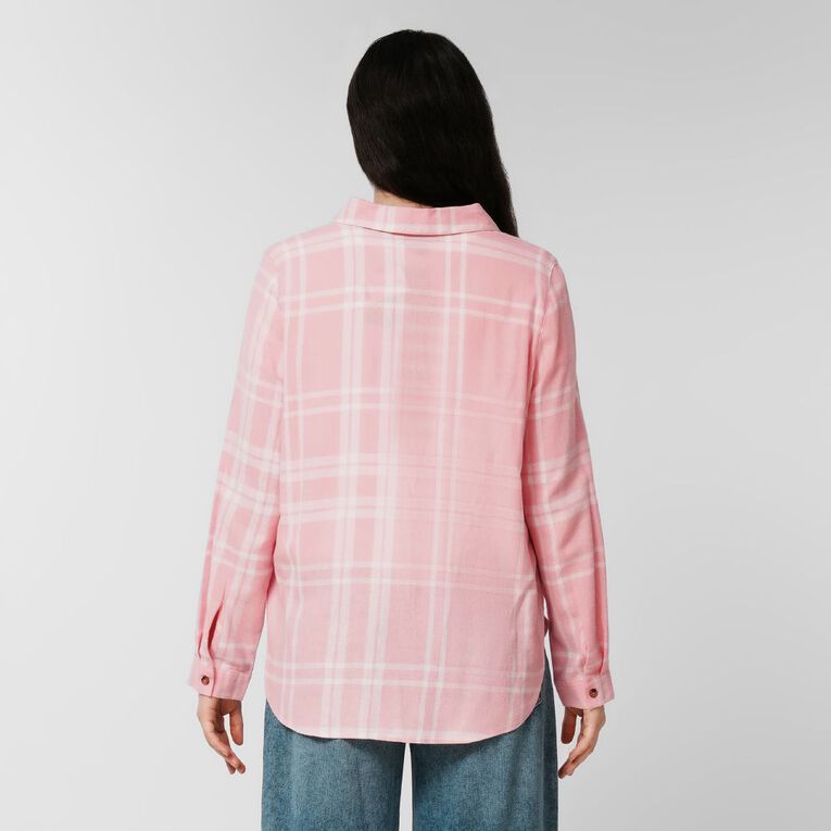 H&H Women's Long Sleeve Flannel Check Shirt, Pink, hi-res