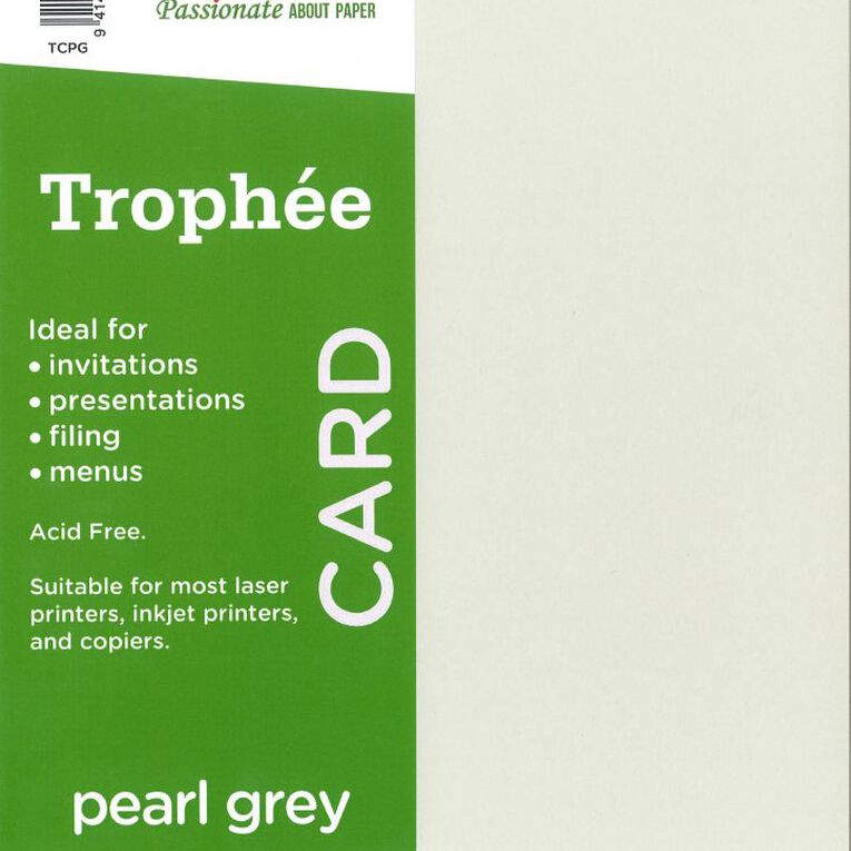 Trophee Card 160gsm Pearl Grey A4 15 Pack, , hi-res
