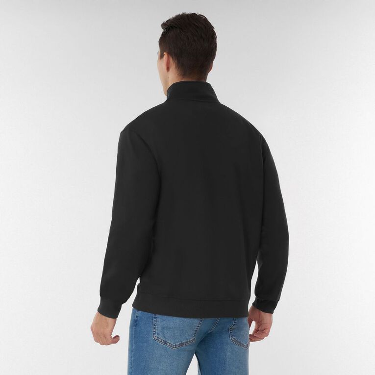 H&H Men's 1/4 Zip Sweat Panel Detail, Black, hi-res