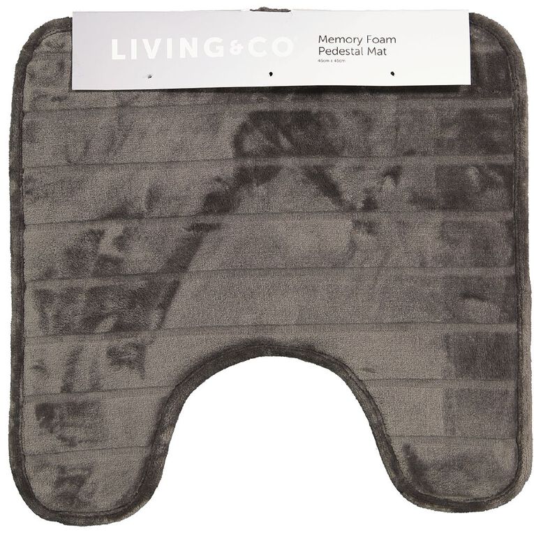 Living & Co Pedestal Mat Memory Foam Pewter 45cm x 45cm, Pewter, hi-res