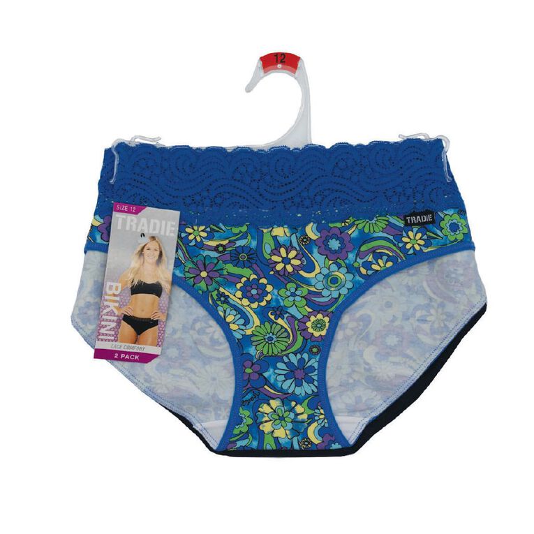 Tradie Women's Lace Waist Bikini 2 Pack, Blue Mid, hi-res