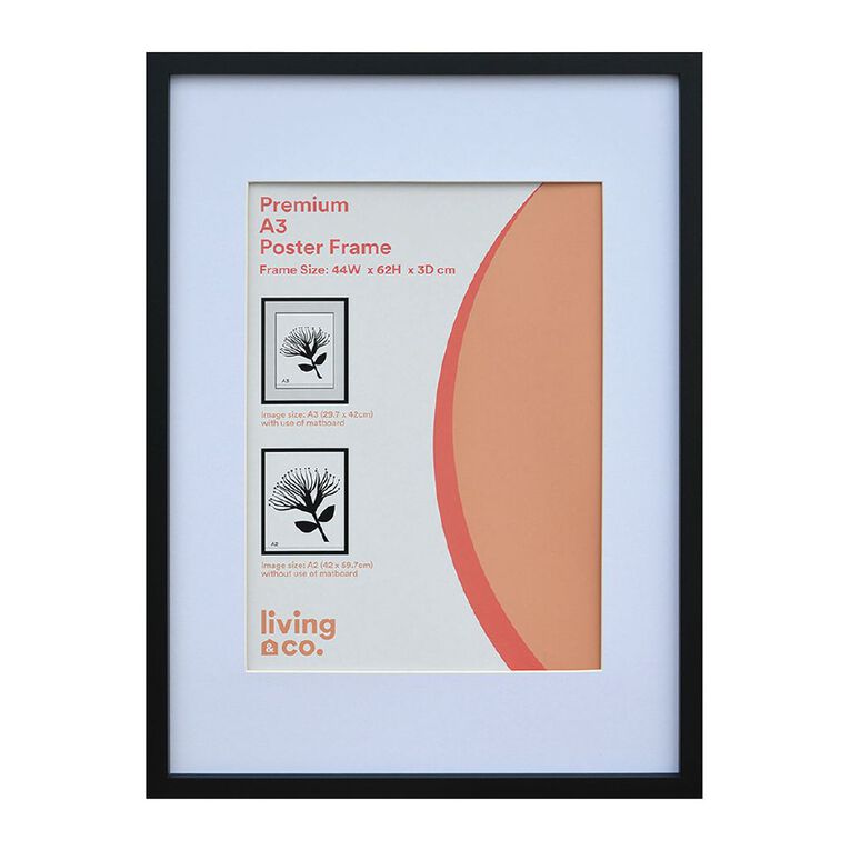 Living & Co Premium Poster Frame Black A1, Black, hi-res