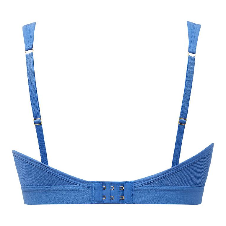 H&H Women's Rib Wirefree Seamfree Soft Cup Bra, Blue Mid, hi-res