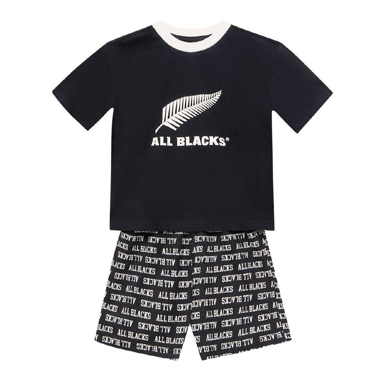 All Blacks Boys' Tee and Short Pyjama Set, Black, hi-res