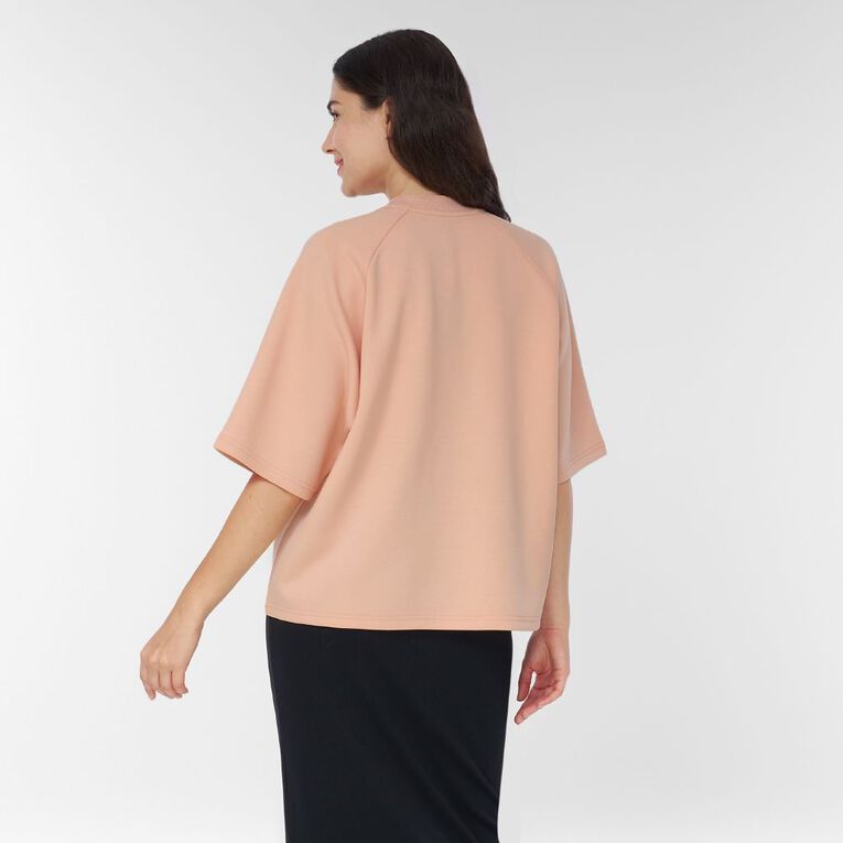 H&H Women's Short Sleeve Soft Scuba Crew, Pink Light, hi-res